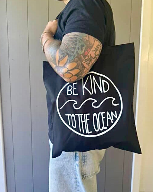 *NEW* Organic Cotton Tote Bag (Sky Blue & Black)