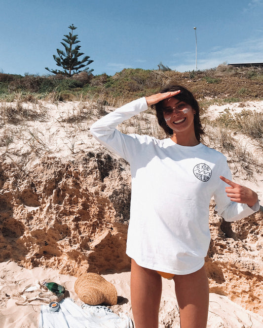 "Be Kind To The Ocean" Organic White Long Sleeve